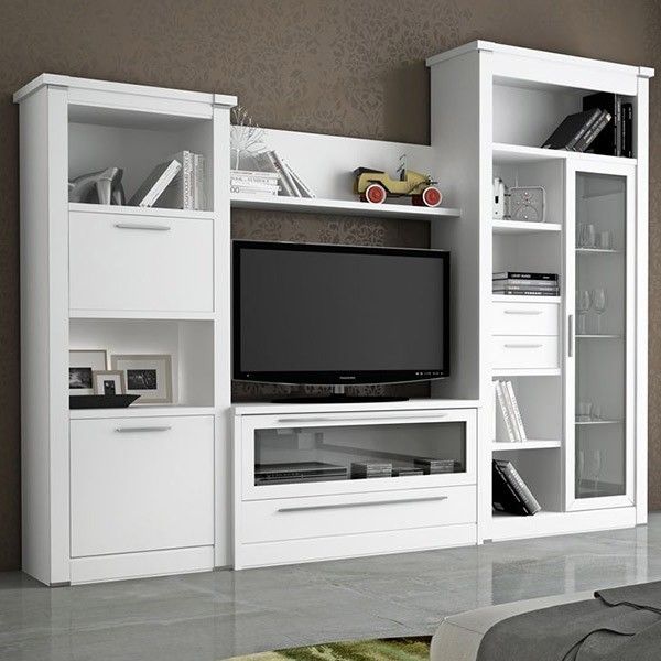 Mueble de TV blanco estilo clásico -Palisandro Interiorismo