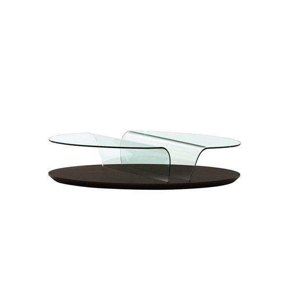 Mesa de centro Arona con diseño singular  de cristal y madera