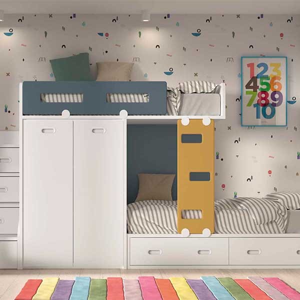 Dormitorio juvenil con compacto con quitamiedos